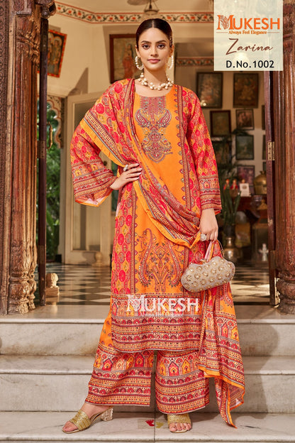 Zarina Mukesh Banwery Crape Silk Readymade Plazzo Style Suits Wholesaler India