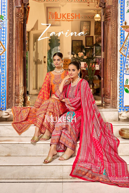 Zarina Mukesh Banwery Crape Silk Readymade Plazzo Style Suits Wholesaler India