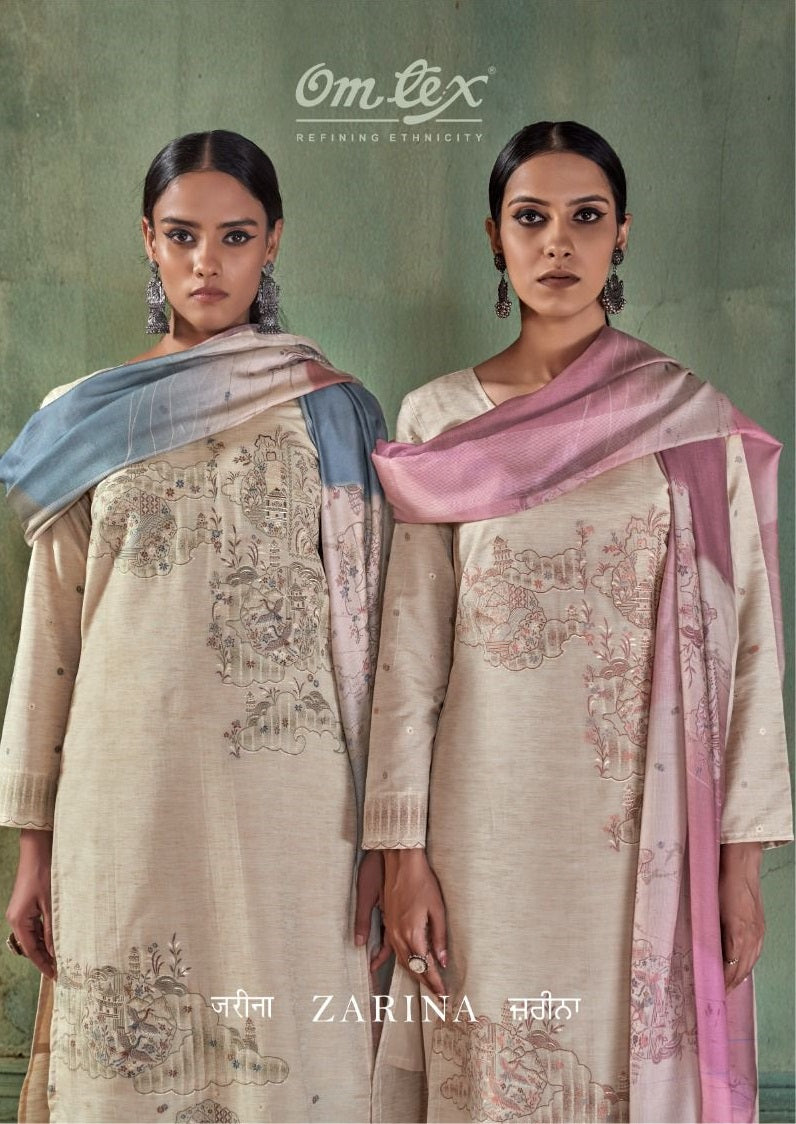 Zarina Omtex Linen Jacquard Pant Style Suits Manufacturer Ahmedabad