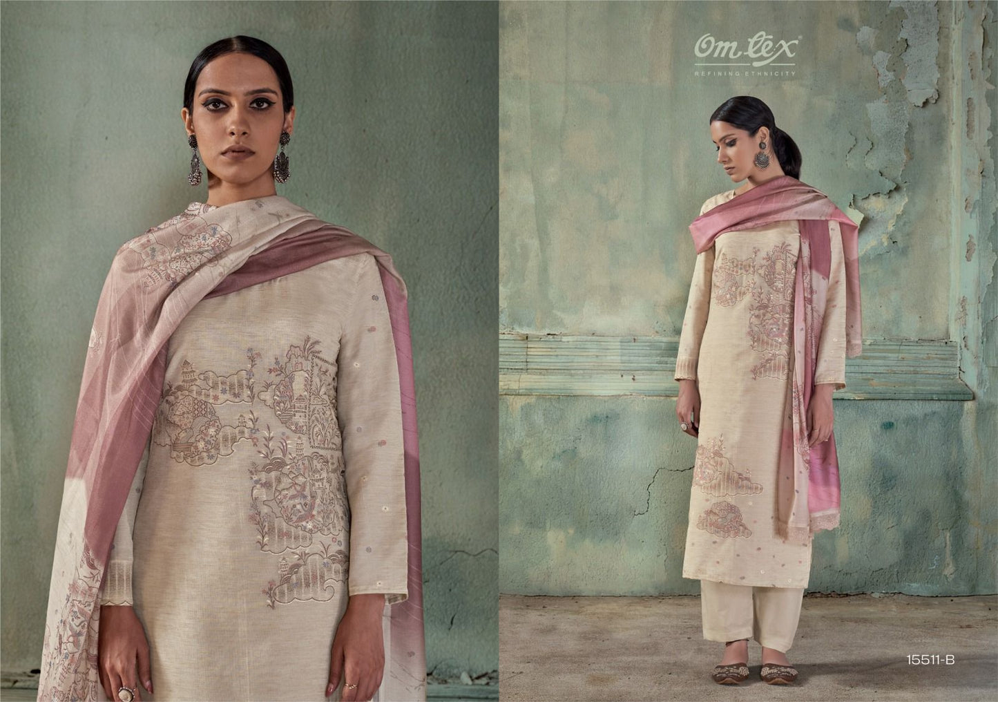 Zarina Omtex Linen Jacquard Pant Style Suits Manufacturer Ahmedabad