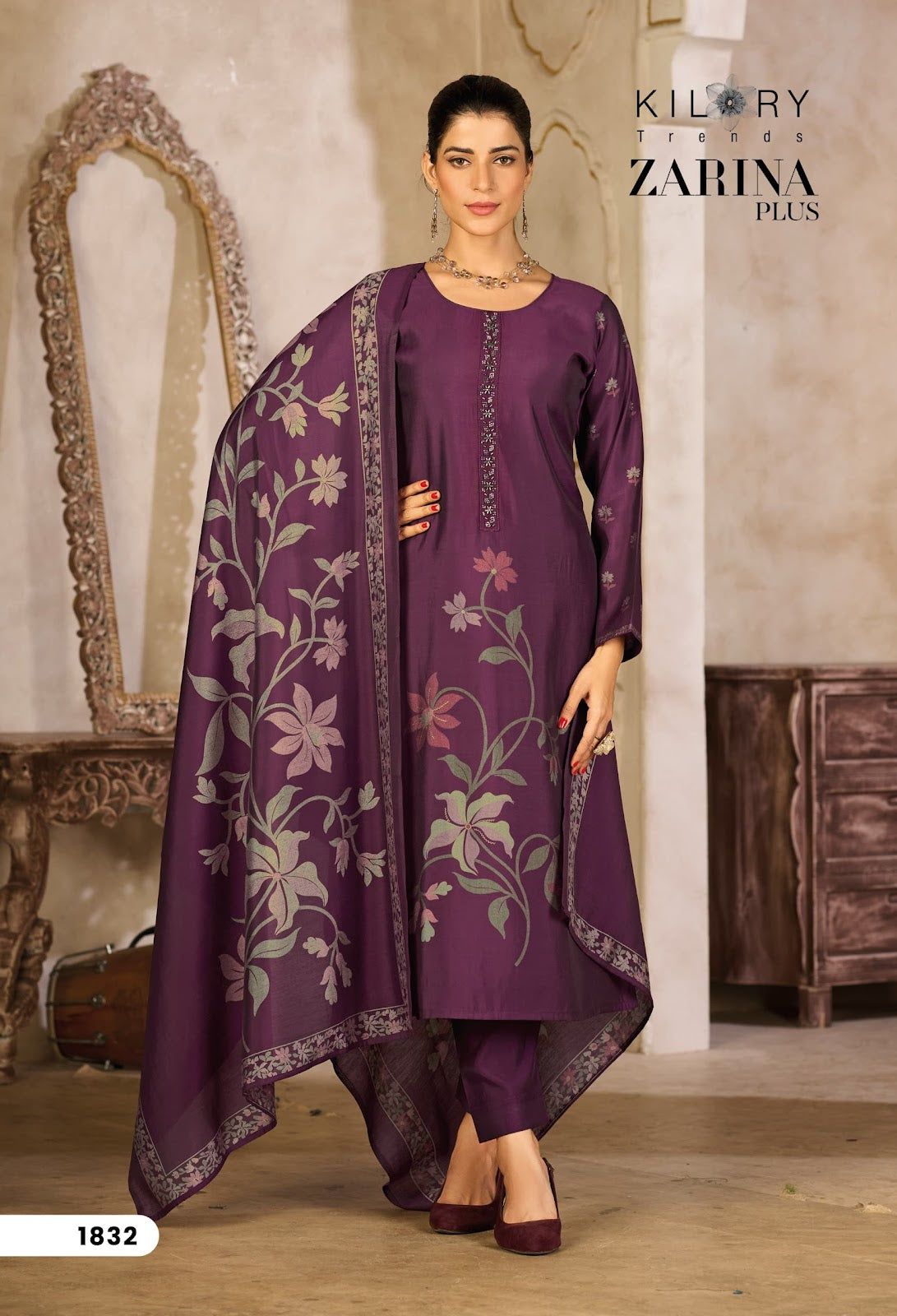 Zarina Plus Kilory Pure Muslin Pant Style Suits Manufacturer