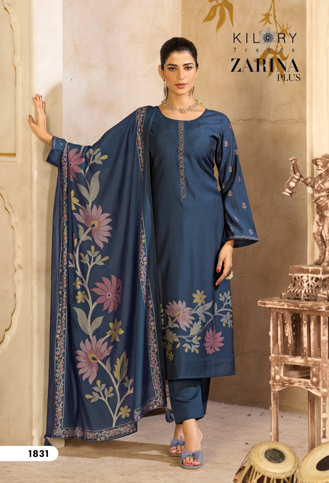 Zarina Plus Kilory Pure Muslin Pant Style Suits Manufacturer