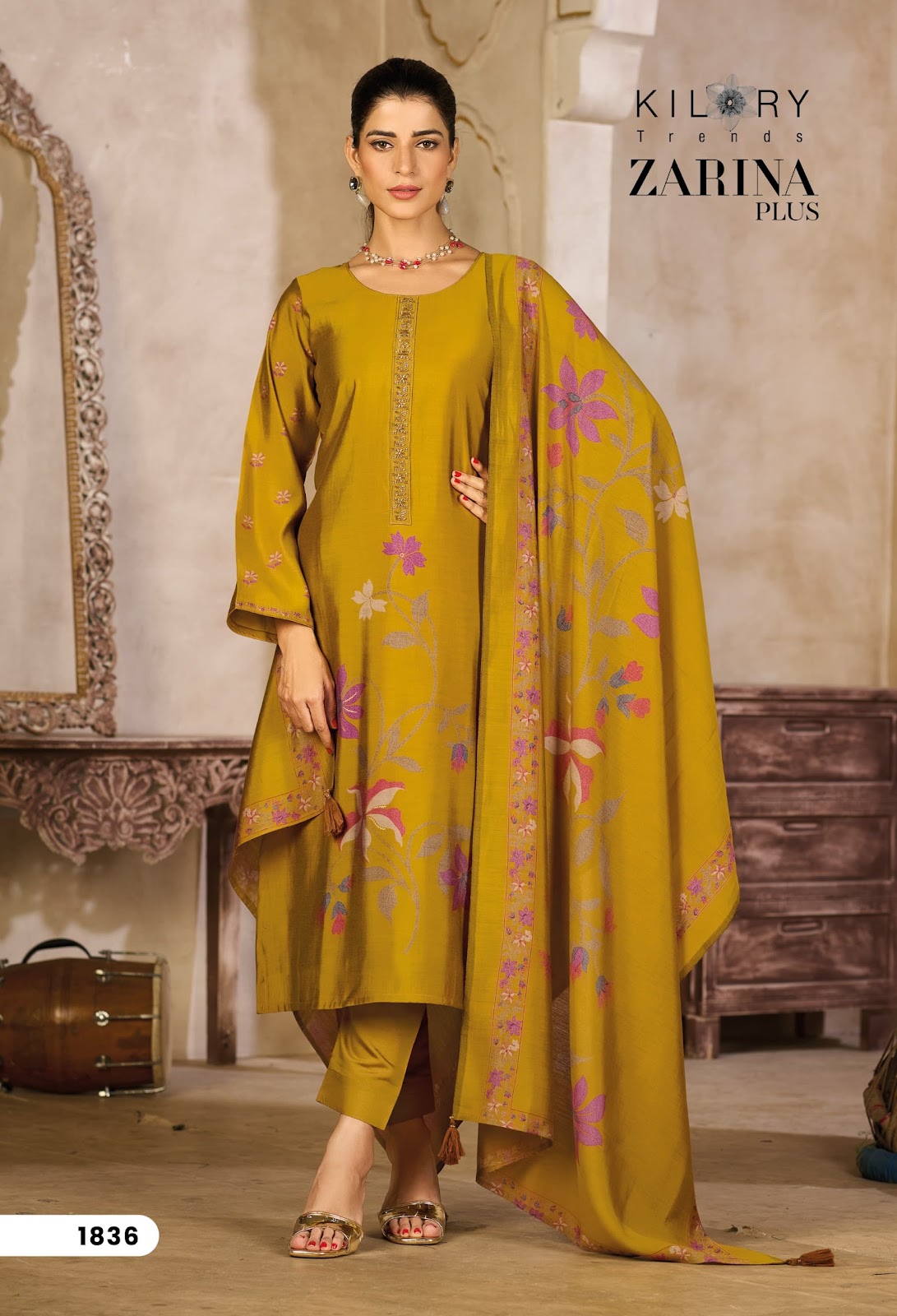 Zarina Plus Kilory Pure Muslin Pant Style Suits Manufacturer