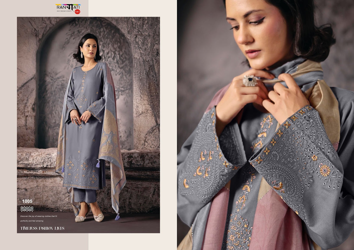 Zarina Rangati Prints Pashmina Suits Exporter