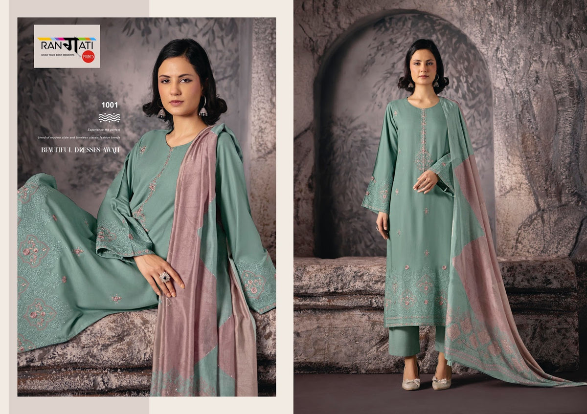 Zarina Rangati Prints Pashmina Suits Exporter