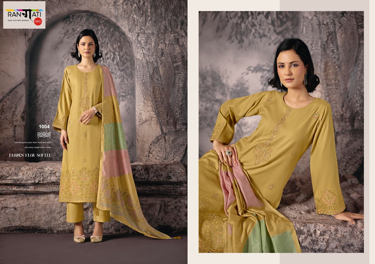 Zarina Rangati Prints Pashmina Suits Exporter