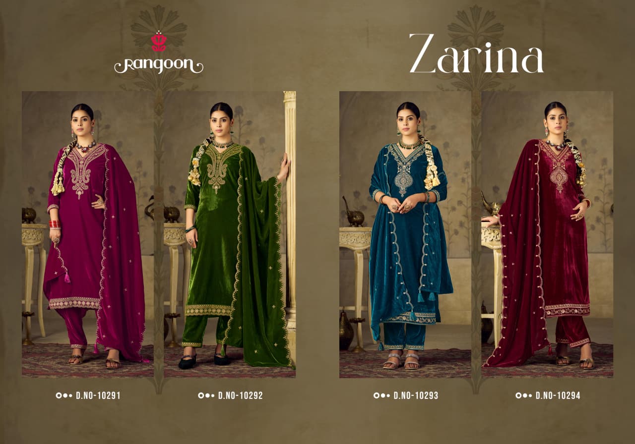 Zarina Rangoon Viscose Readymade Velvet Suits Manufacturer