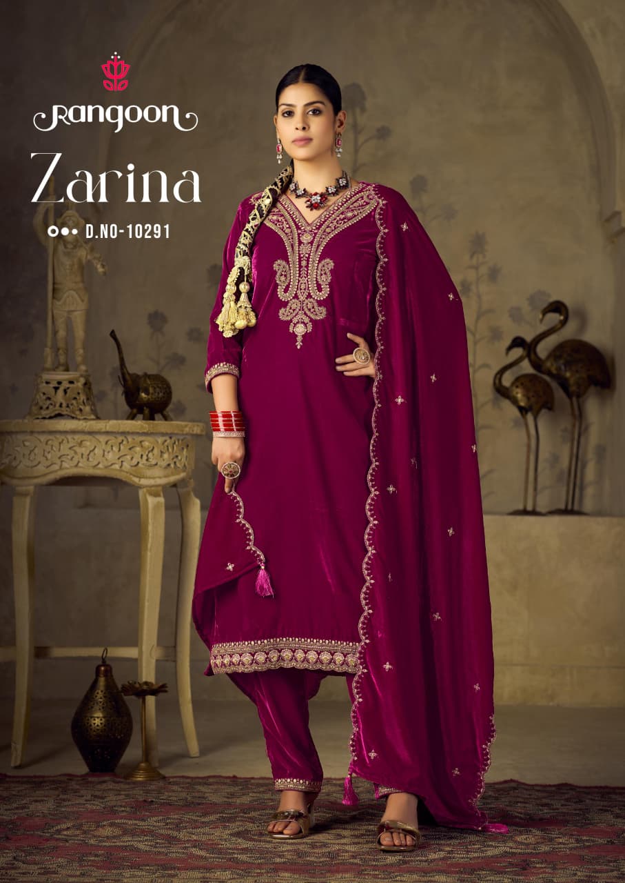 Zarina Rangoon Viscose Readymade Velvet Suits Manufacturer
