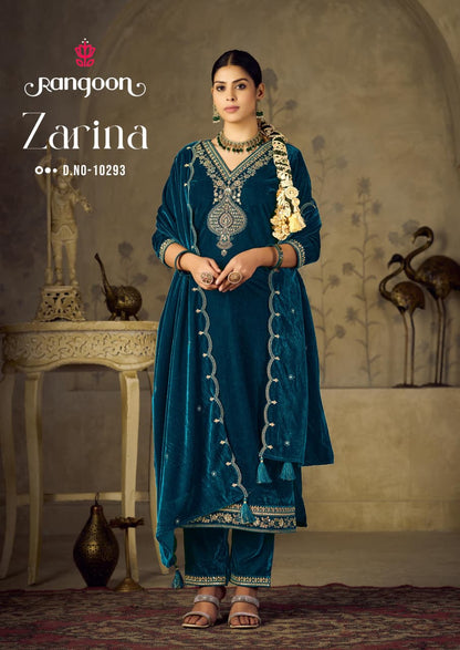 Zarina Rangoon Viscose Readymade Velvet Suits Manufacturer