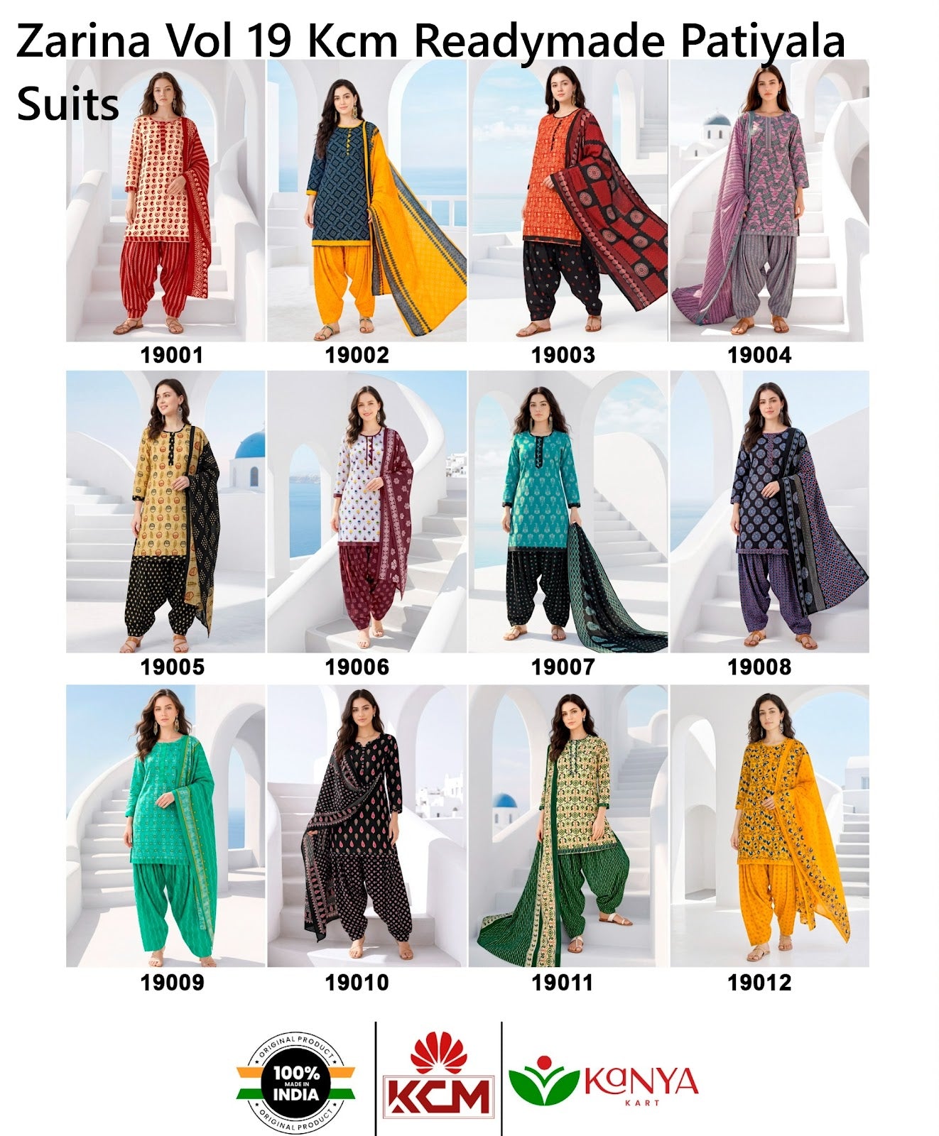 Zarina Vol 19 Kcm Readymade Patiyala Suits Wholesaler Ahmedabad
