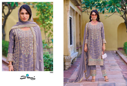 Zarina Your Choice Chinon Pakistani Readymade Suits Supplier Gujarat