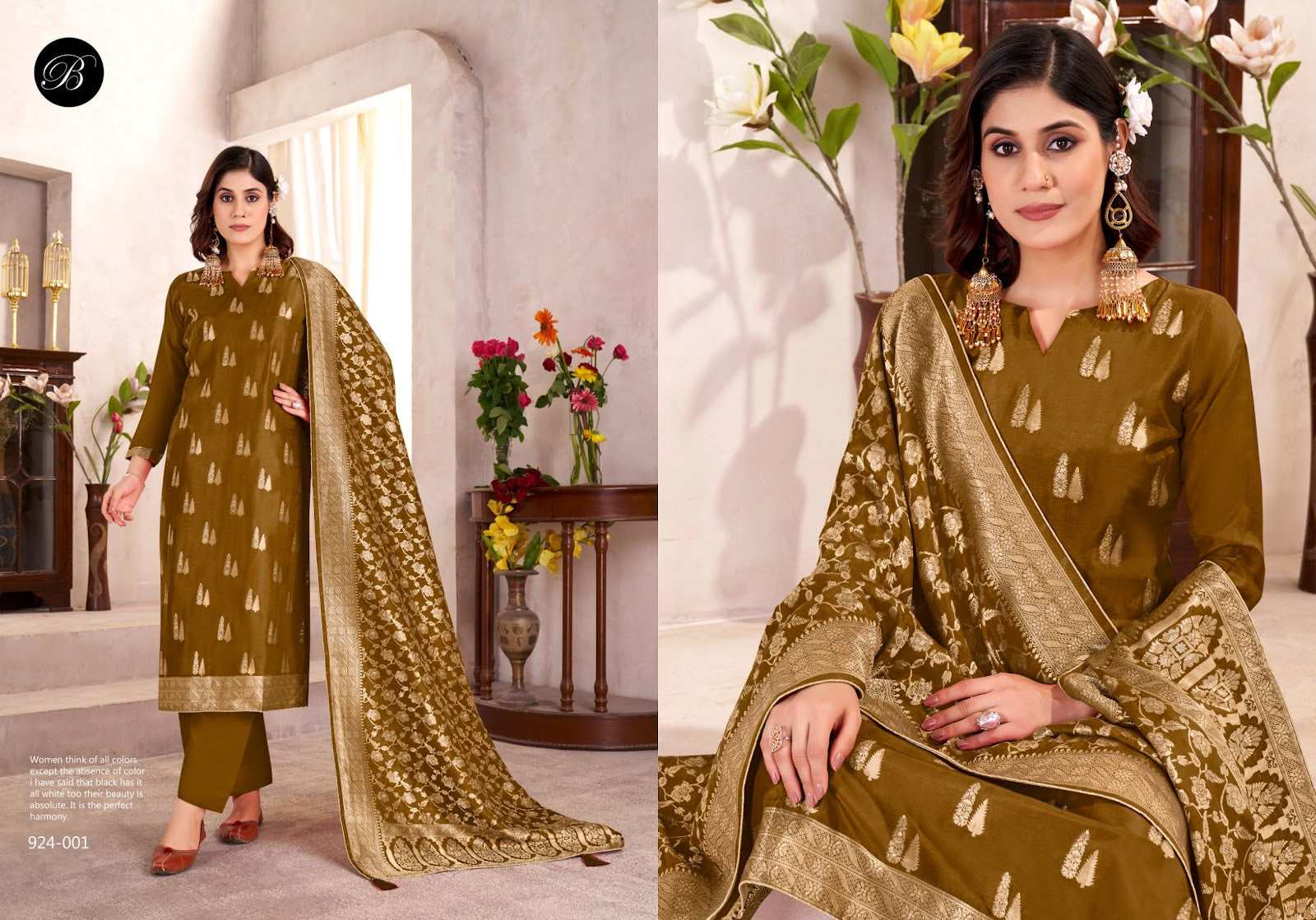 Zariya Belliza Designer Studio Silk Jacquard Karachi Salwar Suits Exporter