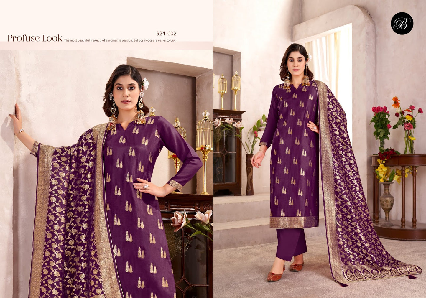 Zariya Belliza Designer Studio Silk Jacquard Karachi Salwar Suits Exporter