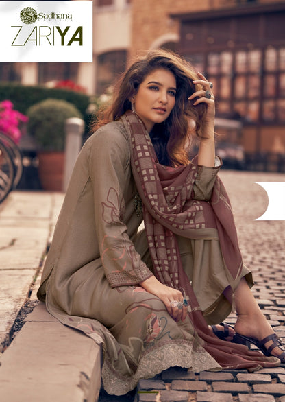 Zariya Sadhana Muslin Silk Pant Style Suits Supplier India
