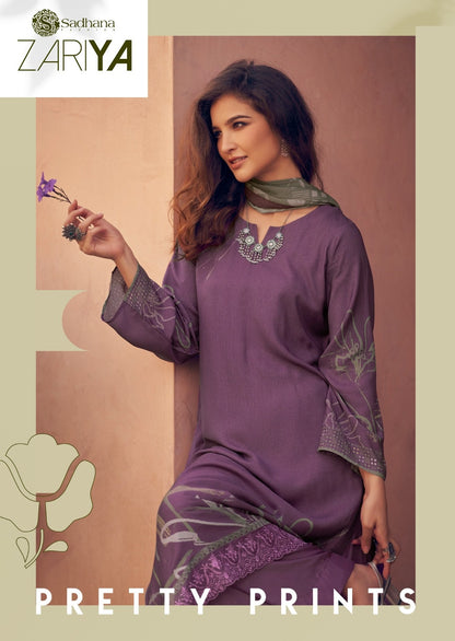 Zariya Sadhana Muslin Silk Pant Style Suits Supplier India