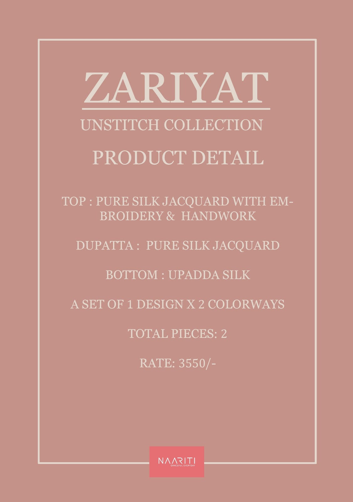 Zariyat Naariti Silk Jacquard Pant Style Suits Wholesale Rate