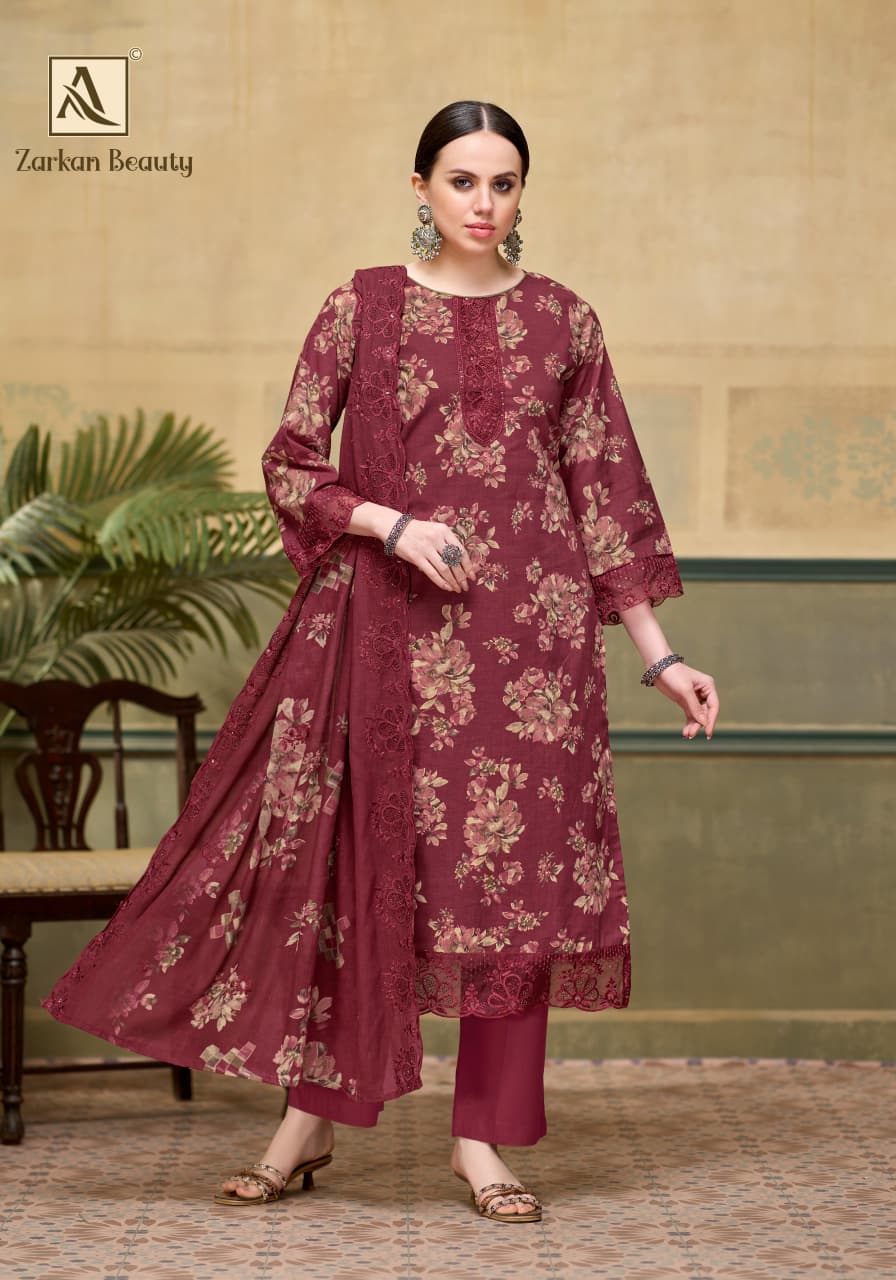 Zarkan Beauty Alok Cotton Cambric Karachi Salwar Suits Wholesaler Ahmedabad