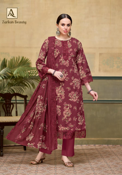 Zarkan Beauty Alok Cotton Cambric Karachi Salwar Suits Wholesaler Ahmedabad