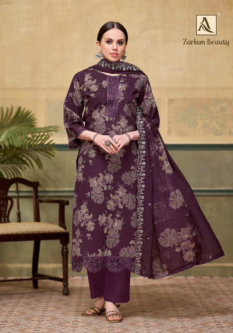 Zarkan Beauty Alok Cotton Cambric Karachi Salwar Suits Wholesaler Ahmedabad