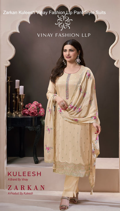 Zarkan Kuleesh Vinay Fashion Llp Silk Jacquard Pant Style Suits Wholesale Price