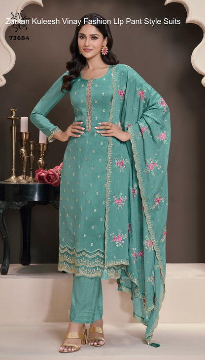 Zarkan Kuleesh Vinay Fashion Llp Silk Jacquard Pant Style Suits Wholesale Price