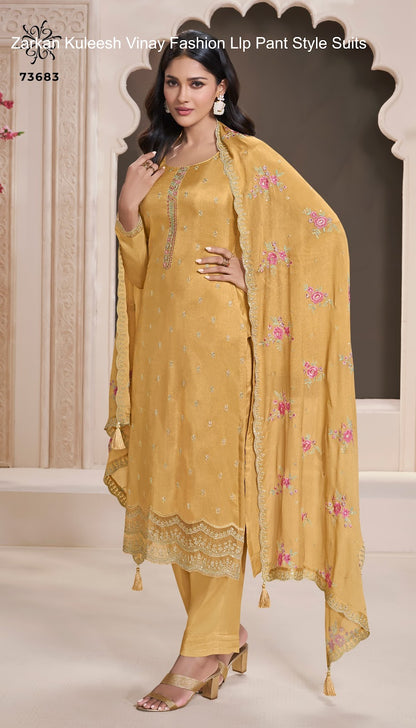 Zarkan Kuleesh Vinay Fashion Llp Silk Jacquard Pant Style Suits Wholesale Price