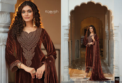 Zarkash Kaavish Velvet Suits Supplier Ahmedabad