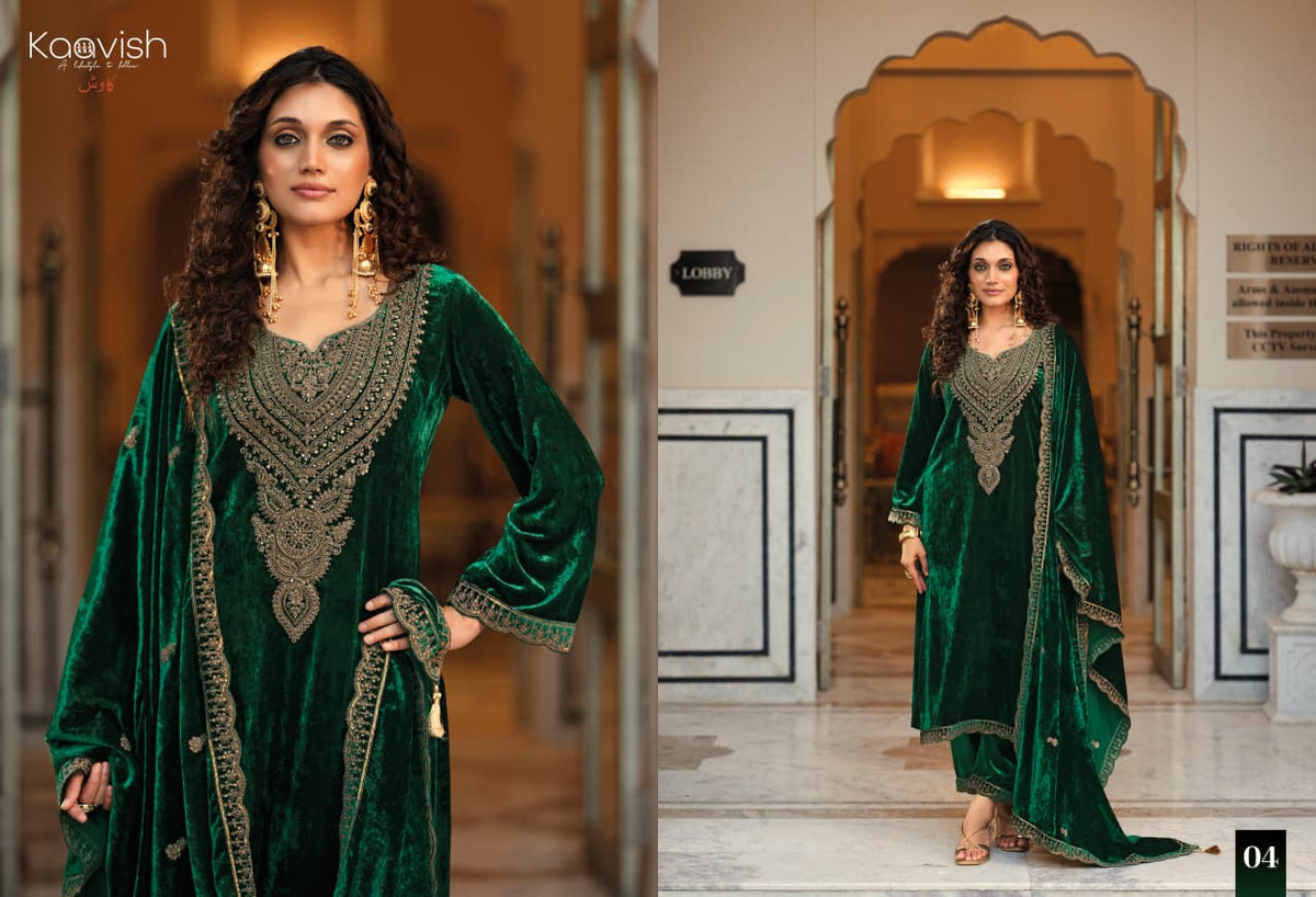 Zarkash Kaavish Velvet Suits Supplier Ahmedabad