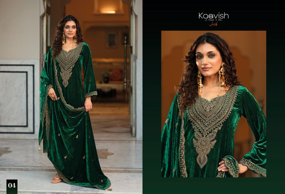 Zarkash Kaavish Velvet Suits Supplier Ahmedabad