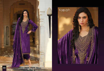 Zarkash Kaavish Velvet Suits Supplier Ahmedabad