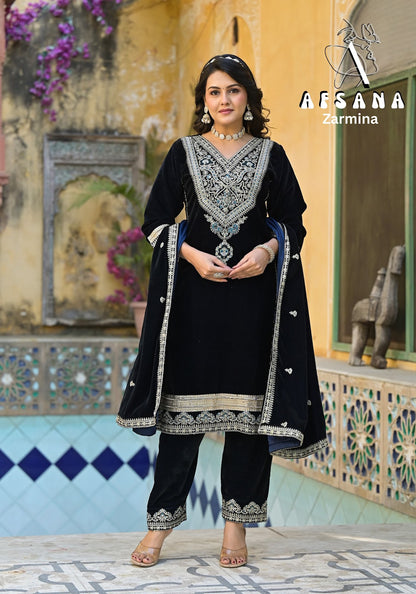 Zarmina Afsana Readymade Velvet Suits Supplier India