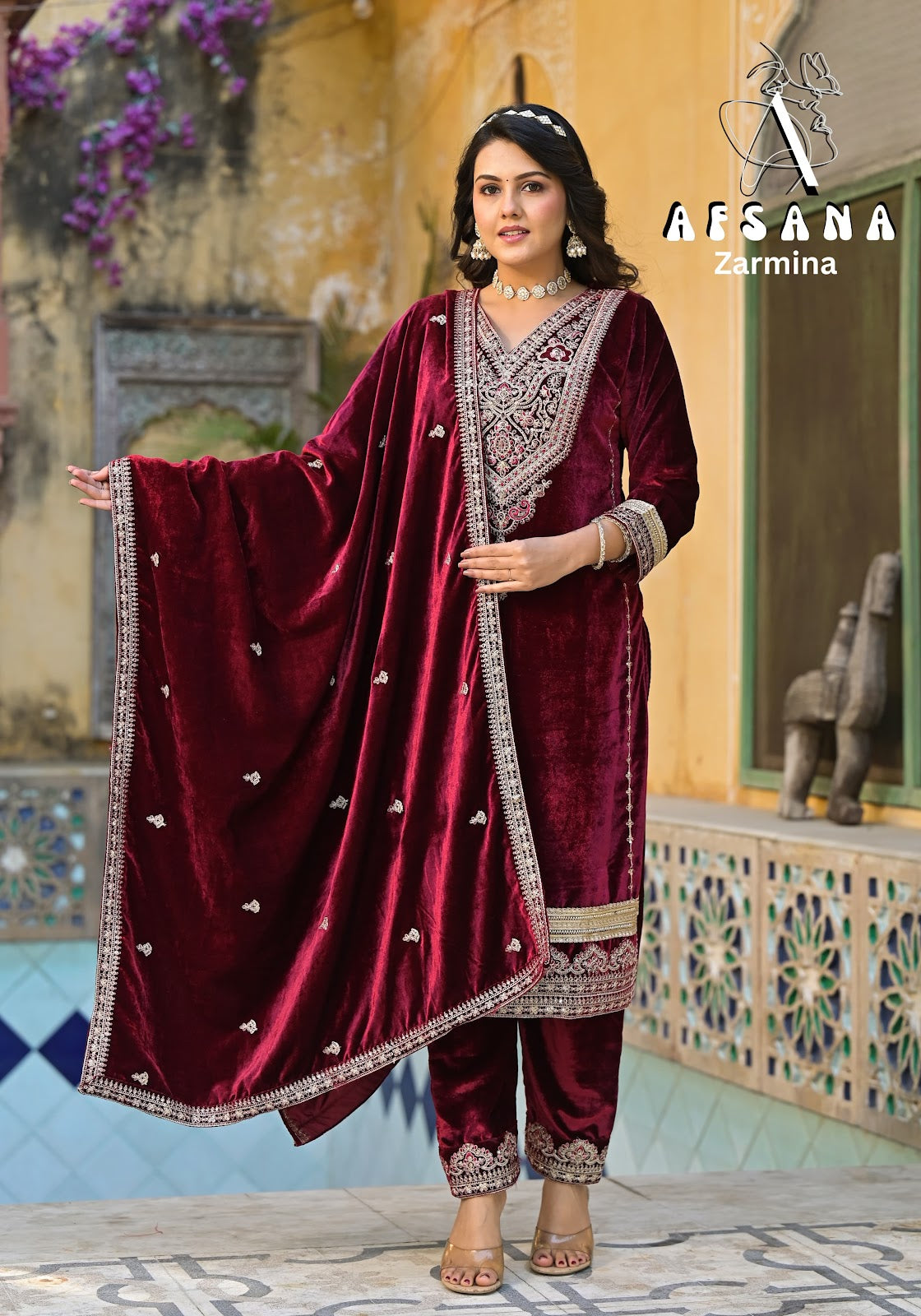 Zarmina Afsana Readymade Velvet Suits Supplier India