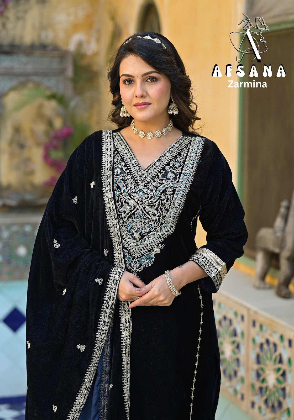 Zarmina Afsana Readymade Velvet Suits Supplier India