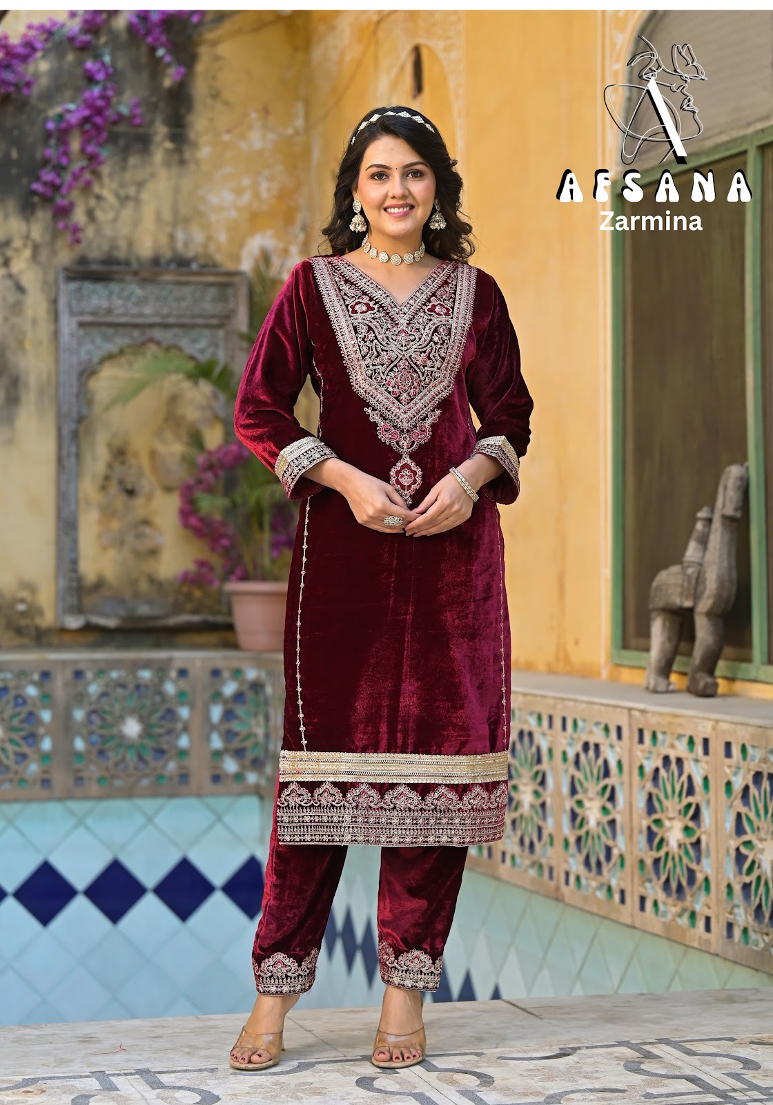 Zarmina Afsana Readymade Velvet Suits Supplier India