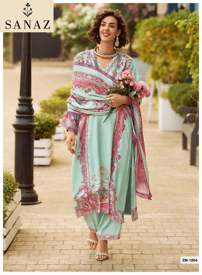 Zarmina Sanaz Viscose Muslin Pakistani Salwar Suits Wholesale Price