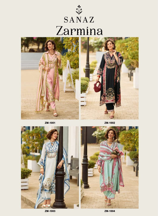 Zarmina Sanaz Viscose Muslin Pakistani Salwar Suits Wholesale Price