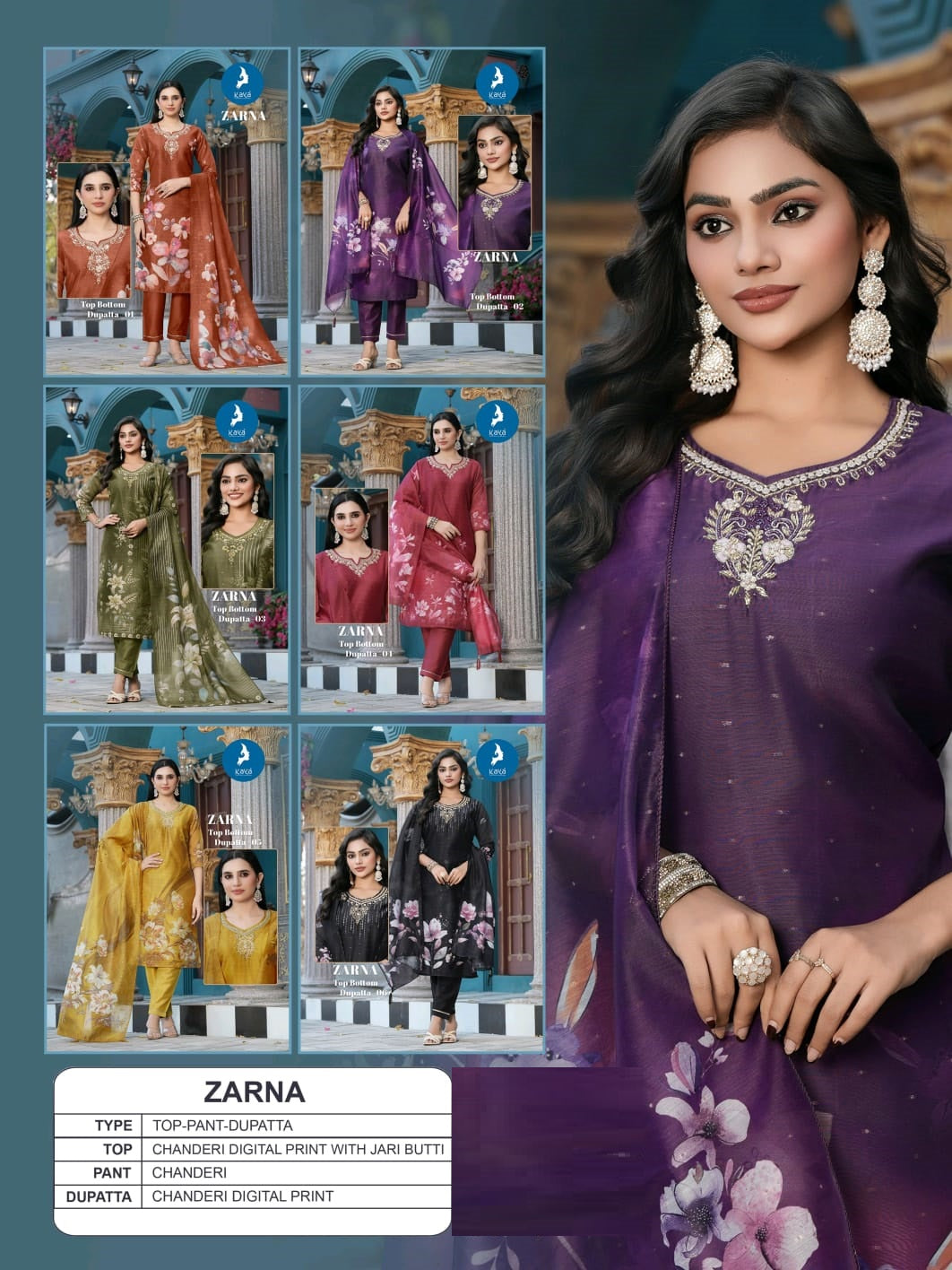 Zarna Kaya Trends Chanderi Readymade Pant Style Suits Manufacturer