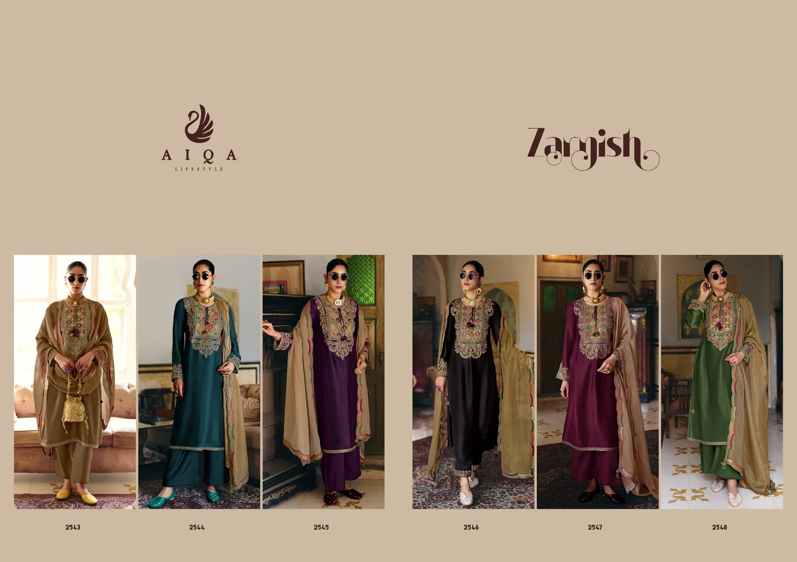 Zarnish Aiqa Bemberg Silk Pakistani Salwar Suits Exporter