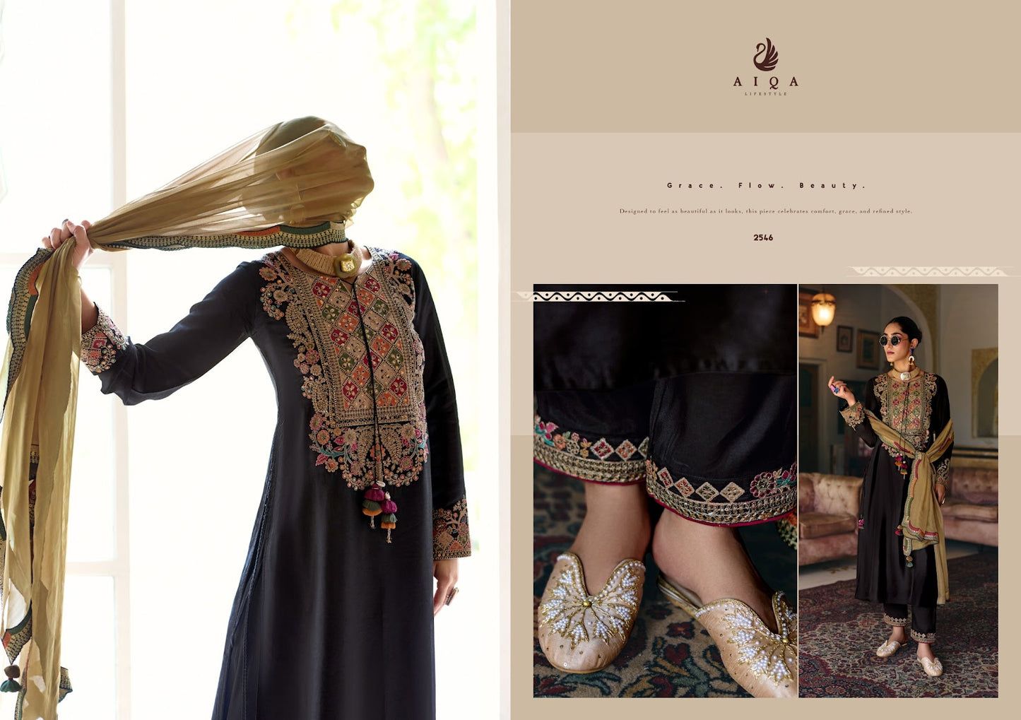 Zarnish Aiqa Bemberg Silk Pakistani Salwar Suits Exporter