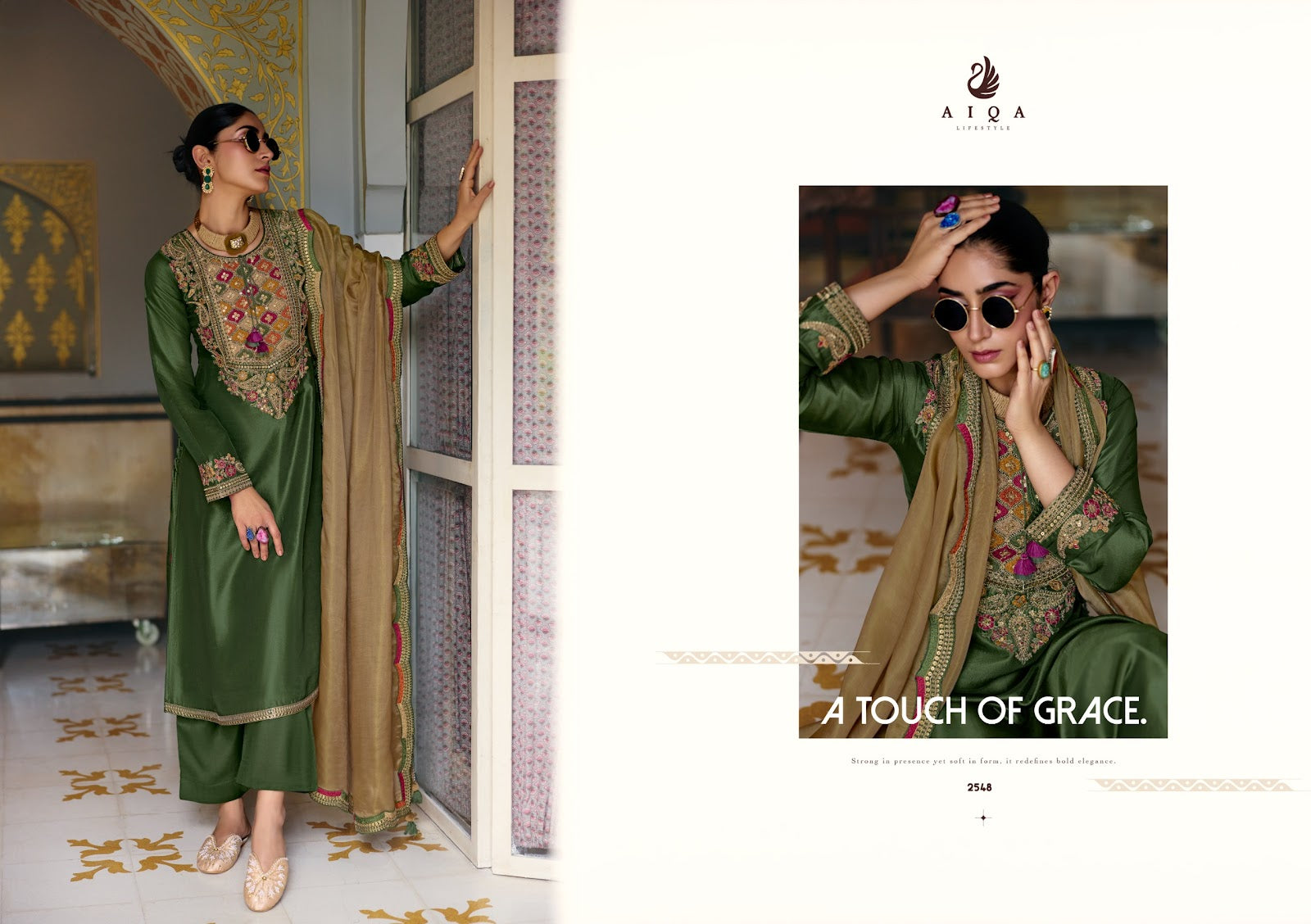 Zarnish Aiqa Bemberg Silk Pakistani Salwar Suits Exporter