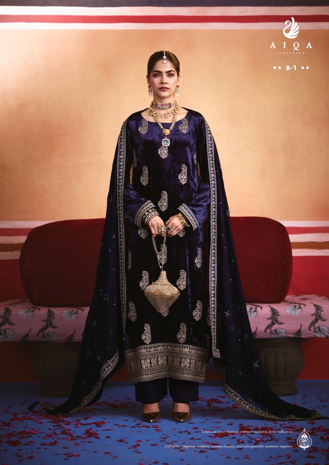 Zarnish Aiqa Viscose Velvet Suits Exporter Ahmedabad
