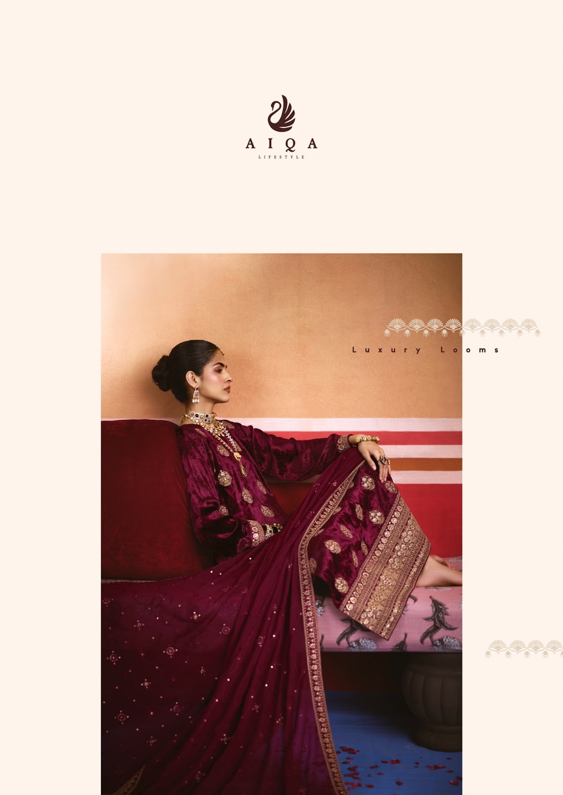 Zarnish Aiqa Viscose Velvet Suits Exporter Ahmedabad