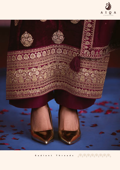 Zarnish Aiqa Viscose Velvet Suits Exporter Ahmedabad