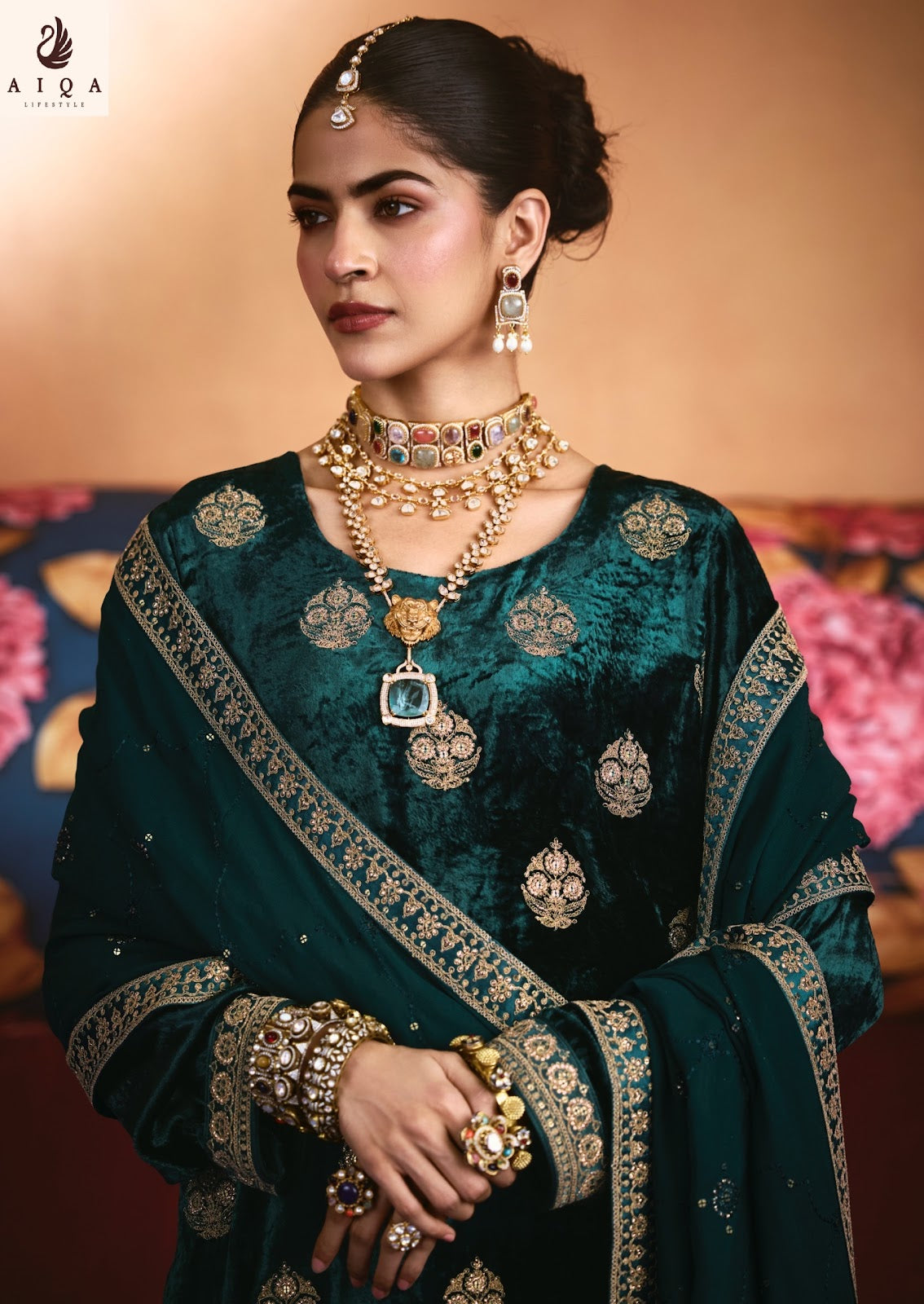 Zarnish Aiqa Viscose Velvet Suits Exporter Ahmedabad
