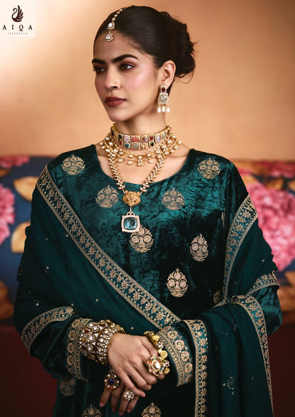 Zarnish Aiqa Viscose Velvet Suits Exporter Ahmedabad