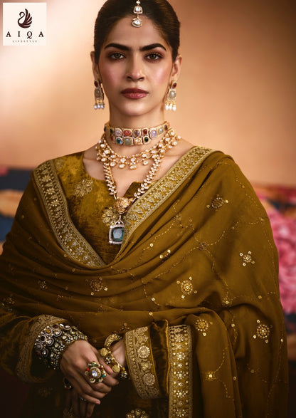 Zarnish Aiqa Viscose Velvet Suits Exporter Ahmedabad