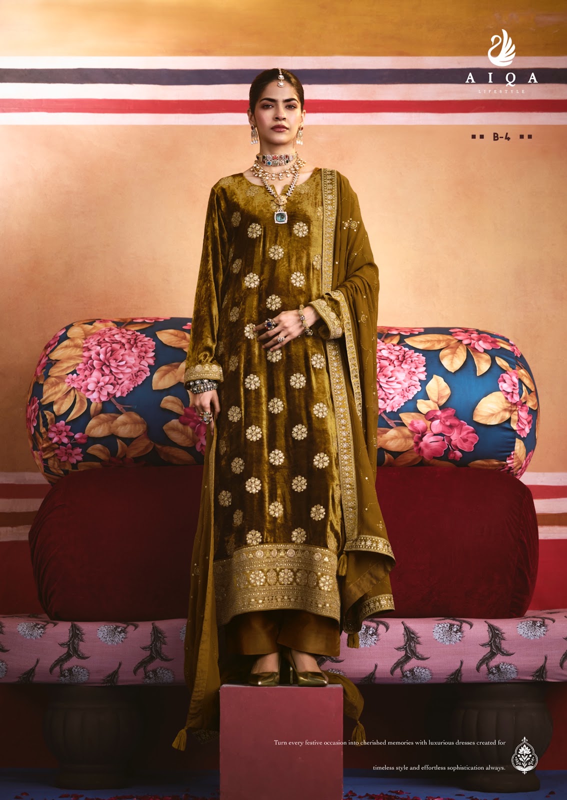 Zarnish Aiqa Viscose Velvet Suits Exporter Ahmedabad