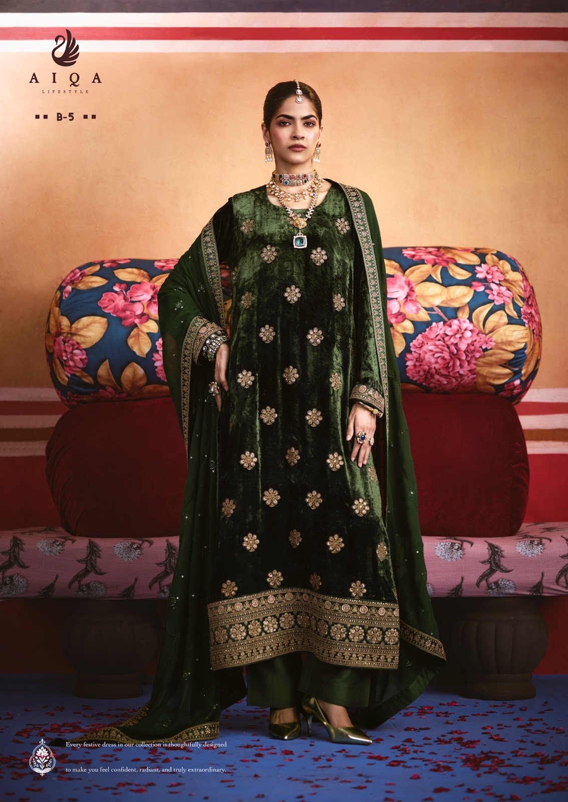 Zarnish Aiqa Viscose Velvet Suits Exporter Ahmedabad
