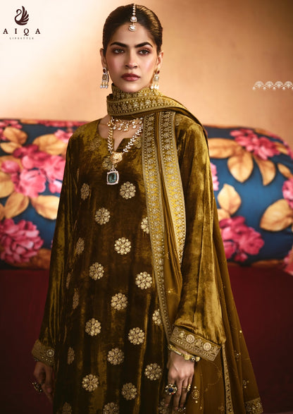Zarnish Aiqa Viscose Velvet Suits Exporter Ahmedabad