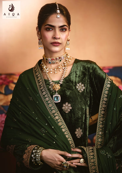 Zarnish Aiqa Viscose Velvet Suits Exporter Ahmedabad